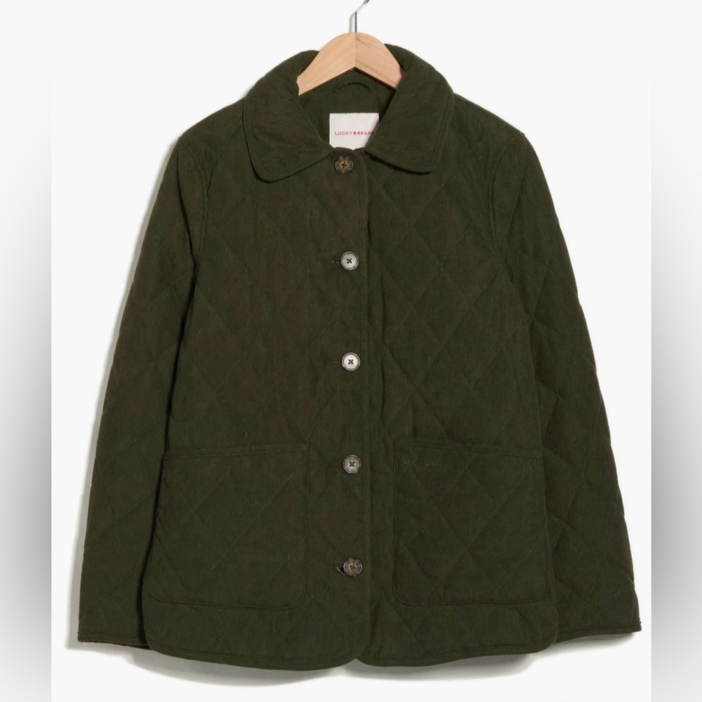 Lucky Brand Women's Dark Green Quilted Utility Jacket size S